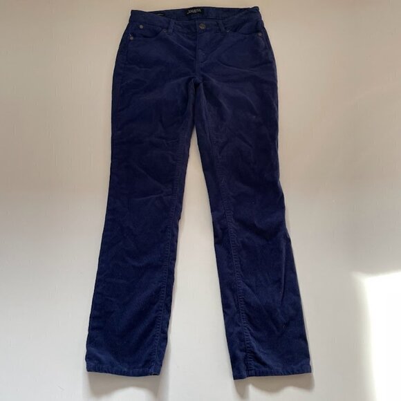 Talbots Pant Trouser Corduroy Purple Blue Straight Leg Five Pocket 2 Petite Knit - Picture 1 of 12